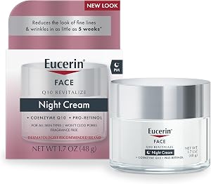 Eucerin Q10 Anti-Wrinkle Night Cream + Pro-Retinol, Facial Cream for Sensitive Skin, 1.7 O